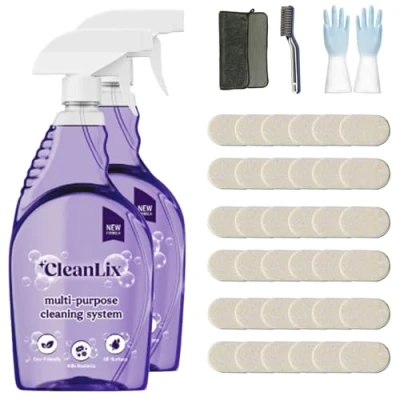 Image of Cleanlix Cleaning Spray, Cleaner for Instant Stain Removal, All Purpose Spray with Tablets, The in One Solution Every (Lemon*36,2 Bottle)