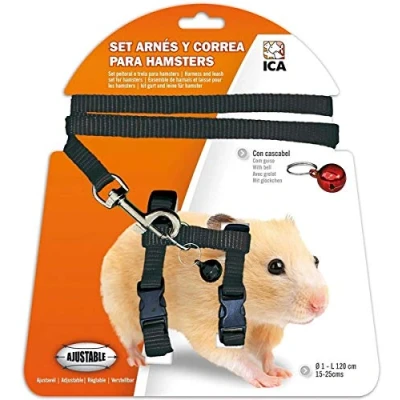 Image of ICA DA978 Hamster Harness and Leash Set, Black