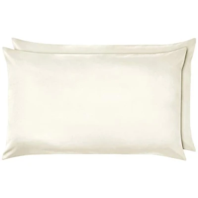 Image of Luxury Percale Frilled Valance Fitted Sheets 14 Colours in, Single, Double, King, Super King (Pillowcase Pair, Cream)