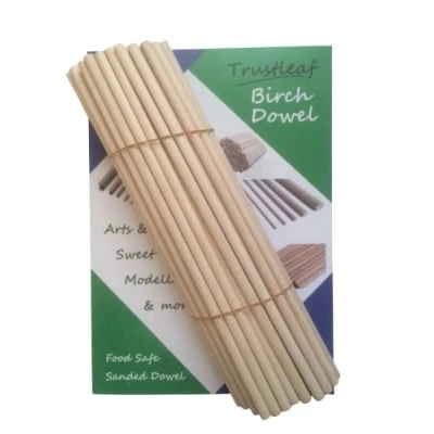 Image of Trustleaf 8mm x 30cm Birch Hardwood Wooden Dowels (50 Dowels)
