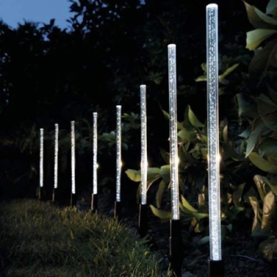 Image of Garden Mile® 8pc LED Solar Lights Outdoor Crystal Bubble Power Rechargeable Border Lighting Light Set Pathway Waterproof 30cm