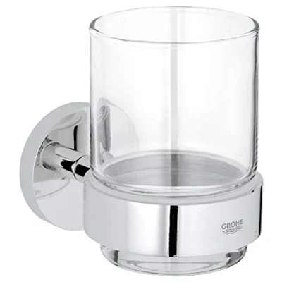 Image of GROHE 40447001 Essentials Glass Frame with Silver, Chrome