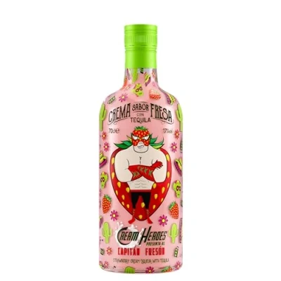 Image of Authentic Cream Heroes Strawberry 23.7 fl oz (700 ml), 17 Degrees, Liqueur, Mexico, Taste, Tequila, Cocktail, Paripi Liqueur