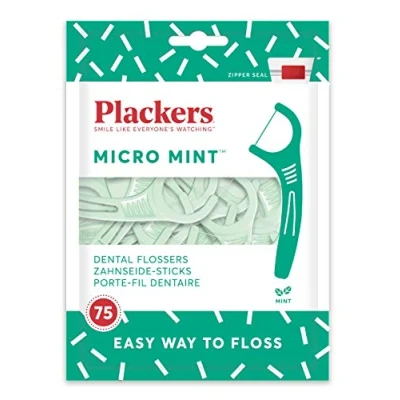 Image of Plackers Dental Flossers Micro Mint, Green, 75 Count