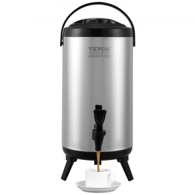 Image of VEVOR Stainless Steel Insulated Beverage Dispenser, 2.4 Gallon 9.2 Liter, Thermal Hot and Cold Drink Server Dispenser with Spigot Handle, Food Grade for Tea Coffee Water Restaurant Shop