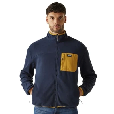 Image of Regatta Men&#039;s Lightweight Frankie Full Zip Fleece Navy Mustard, Size: L