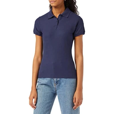 Image of FRUIT OF THE LOOM Women&#039;s 65/35 Polo Shirt, Navy Blue), M UK