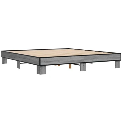Image of vidaXL Bed Frame without Mattress Grey Sonoma 160x200 cm