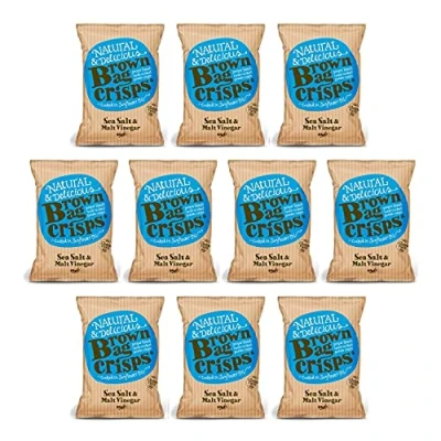 Image of Brown Bag Crisps Sea Salt &amp; Malt Vinegar 40g (Pack of 10)