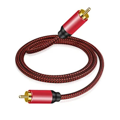 Image of Digital Coaxial Audio Cable 3M,1RCA Male to 1RCA Subwoofer Nylon Braided RCA Video for Subwoofer, Home Theater, HDTV, Hi Fi Systems (3M)