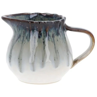 Image of Lesser &amp; Pavey Reactive Glaze Gold or Blue Kitchen Tea Coffee Hot Drink Sets Cup Saucer, Sugar Cream Set, Jug Teapot (Blue, Cream)
