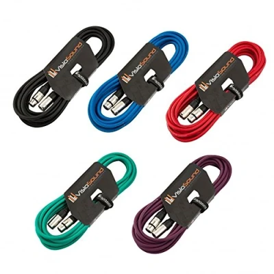 Image of 5 x 6m Male to Female XLR Mic Leads/Balanced Microphone Cables / 8 Colours/Multi Packs Multi Coloured