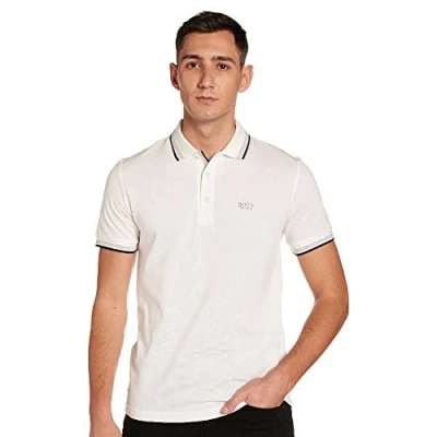 Image of BOSS Mens Polo Shirt Short Sleeve Lifestyle Cotton White 6XL