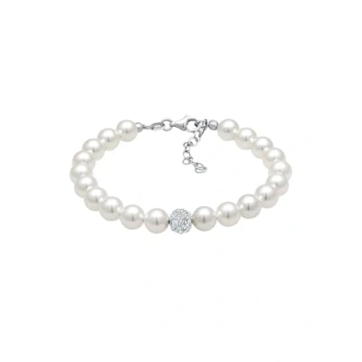 Image of Elli Bracelet Ladies Elegant with Synthetic Pearls and Crystals in 925 Sterling Silver