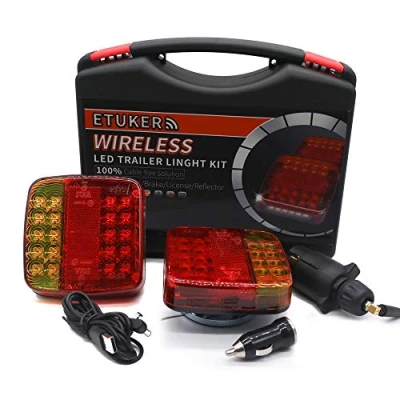Image of ETUKER LED Magnetic Wireless Trailer tail Lights With Reflector, 12V Waterproof Brake light Indicator Light, License Plate Magnet, for Trailer/Lorry/Tractor/Caravan