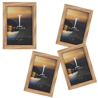 Image of 4&quot; x 6&quot; iFrame Set of 4 Photo Frames Oak finish 8079