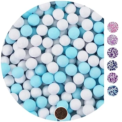 Image of EinsSein 1 kg Small White and Blue Shiny Chocolate Balls for Wedding, Christening, Communion, Confirmation Ideal Test Tubes Alternative to Chocolates, Wedding Almonds