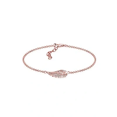 Image of Elli Women&#039;s 925 Sterling Silver Rose Gold Plated Wing Guardian Angel Bracelet of Length 18 cm