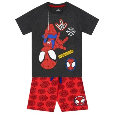 Image of Marvel Spiderman Tshirt And Shorts Spidey His Amazing Friends Clothes Boys Outfits &amp; Clothing Sets Official Merchandise Grey 7 8 Years