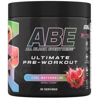 Image of Applied Nutrition ABE Pre Workout All Black Everything Powder, Energy &amp; Physical Performance with Citrulline, Creatine, Beta Alanine (375g 30 Servings) (Cool Watermelon)