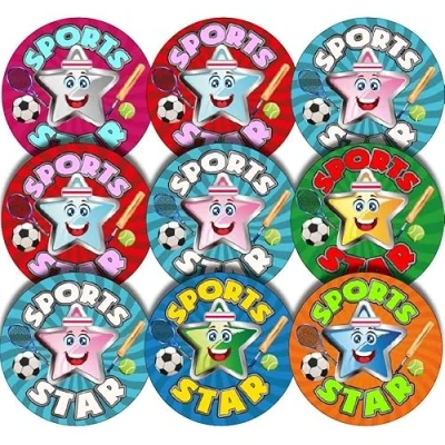 Image of 144 Sports Star 30mm Glossy Reward Stickers for Teachers &amp; Parents