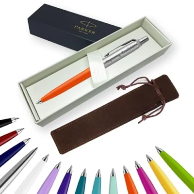 Image of Parker Jotter Ballpoint Pen Handwriting Pens &amp; Stationery Supplies Ideal for Christmas and Gifts Can be Engraved! (With Engraving, Orange, Ribbon Gift Box)
