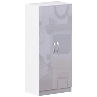 Image of Vida Designs 2 Door Wardrobe, High Gloss, White, 47 cm D x 76 W 170 H