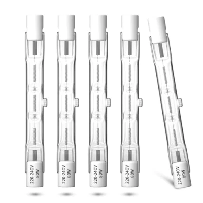 Image of Klarlight 5 Pack 80W R7s Halogen Bulbs 78mm, Dimmable Warm White 2800K T3 J78 Double Ended Linear Floodlights, 1390LM 230V Tungsten for Work, Security, Ceiling Lights, Landscape Lights