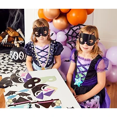 Image of Amscan 9912229 Kids DIY Decorate Your Own Halloween Paper Masks 8 Pack