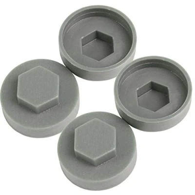 Image of 100x Merlin Grey Hex TEK Roofing Cover Caps for 19mm Washer/Coverage &amp; 8mm Recess