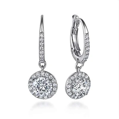 Image of Sparkling Creole Earrings in Crystal Pavé with Drop Pendant, Small Hanging Hoop Zirconia Stones, Jeweller&#039;s Quality, Copper Cubic