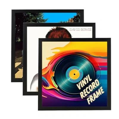 Image of Boldon Framing Black Vinyl Record Square Photo Frame for Album Art Wall Display, Picture Frames 12&quot; Albums &amp; Records. 3 Pack.