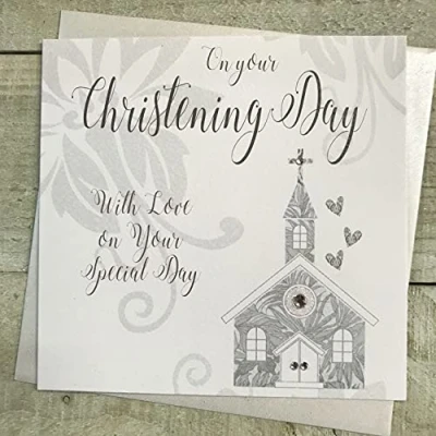 Image of Christening Card, On your Day, With Love Handmade by White Cotton Cards DTP27