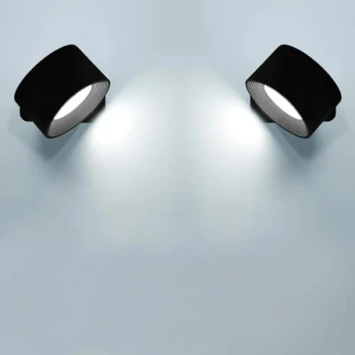 Image of Anmossi LED Wall Lights,2 Packs,Rechargeable Indoor Lamp,3 Brightness Levels 3 Color Modes,360 Rotatable Touch Control,Wireless Mounted,Reading Lights for Bedroom Night Lights(Black)
