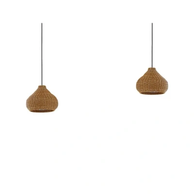 Image of Lucande outdoor hanging light Taniola, 2 bulb, beige, rattan