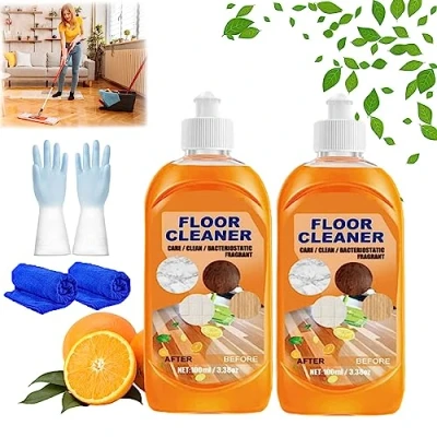 Image of Powerful Decontamination Floor Cleaner, Multi purpose Momeng Cleaner Orange, Cleaning Concentrate for Wood, Tile Floors (2PC)