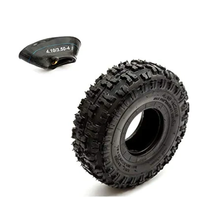 Image of Tyre &amp; Inner Tube Set 4.10 4 Knobbly Off Road Deep Tread 49cc Gokart 410 Inch