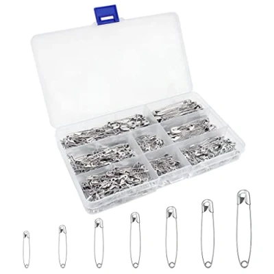 Image of YOYUSH 460 Pcs 7 Sizes Safety Pins, Rust Resistant Small Medium Large Pins for Clothes, Assorted Nickel Plated Steel Sewing Crafts Arts Quilting Pinning (Silver)