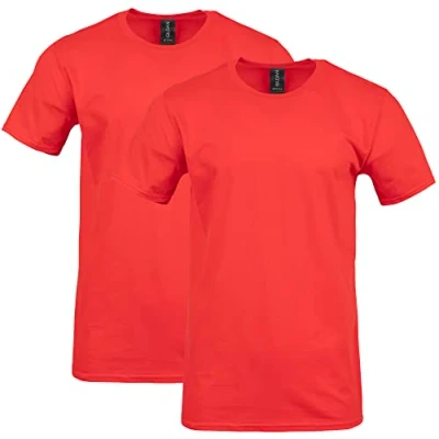 Image of Gildan Men&#039;s Fitted Cotton T Shirt, 2 Pack, Red, XXXL