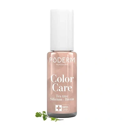 Image of PODERM FUNGAL nail INFECTIONS Bright Gold varnish TEA TREE Prevention &amp; treatment of Nails Yellowed/Damaged by TREATS COLOURS foot/hand Swiss Made
