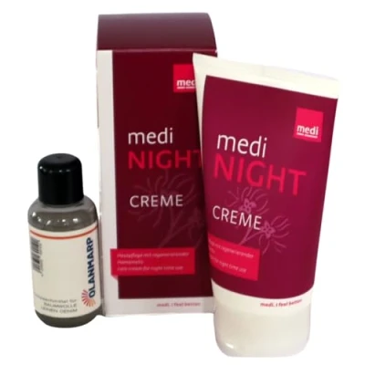 Image of Medi Night 150 ml Care Cream for Restful Legs After One Day in Compression Stockings + Olanmarp Mild Detergent Concentrate Cotton 50