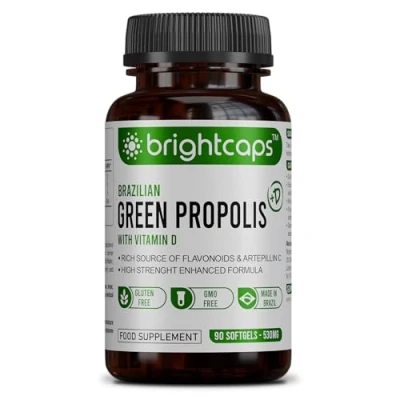 Image of Brazilian Green Propolis 87% Dry Extract Immune Booster High Artepillin C 43.2mg Phenolic Compound &amp; 16.8mg Flavonoids 54µg Vitamin D