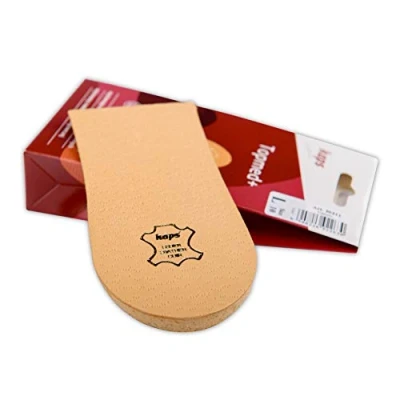 Image of 1 x Heel Raise, Lift Elevator, Pad, Orthotic Wedge, Many Widths and Heights, Leather Cover, Kaps Topmed Plus, Supplied to NHS, Piece (Height 10 mm / 0.4 inch Size L)