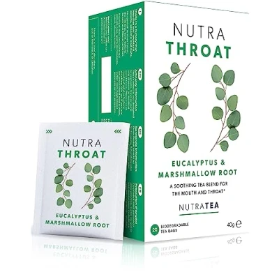 Image of NUTRATHROAT Throat Tea Comfort For Sore &amp; Coughs Includes Marshmallow Root, Slippery Elm and Fenugreek 60 Enveloped Bags by Nutra Herbal (3 Pack)