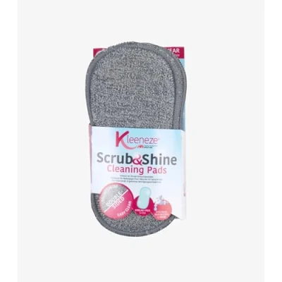 Image of Kleeneze KL067258EU Multi Purpose Scrubbing Sponges Scourer, Double Sided Microfibre Cleaning Pads, Scrub &amp; Shine, Remove Tough Stains in Kitchen/Bathroom, Surfaces, Pans, Machine Washable, 3 Pack
