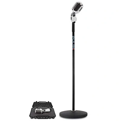 Image of Chrome Silver Retro 50s 60s Style Cardoid Disco Microphone + Karaoke Party Ro.