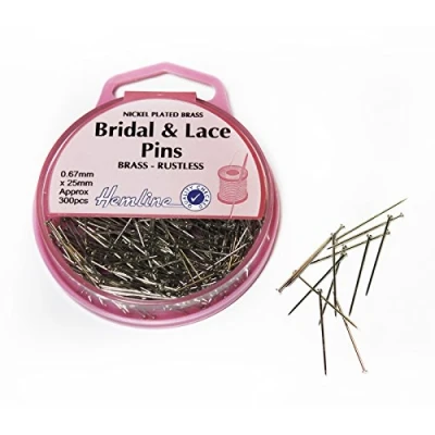 Image of 300 x Hemline Bridal &amp; Lace Pins 0.67mm 25mm