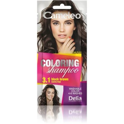 Image of Cameleo Coloring Shampoo Black Brown Quick and Easy Color Refreshing Washable Tone In 40ml