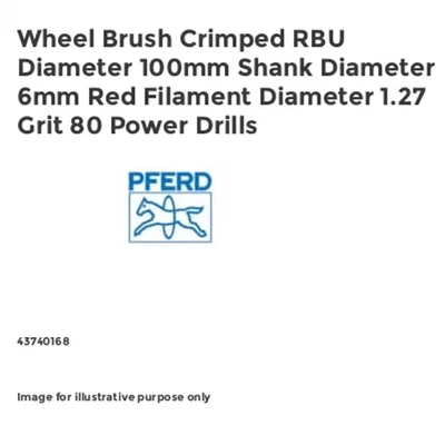 Image of Pferd Wheel Brush Crimped RBU Diameter 100mm Shank 6mm Red Filament 1.27 Grit 80 Power Drills