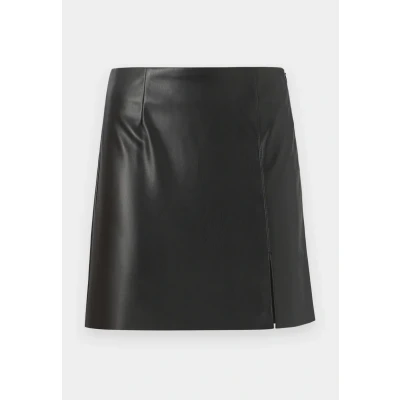 Image of NOISY MAY Women&#039;s NMCLARA Penny PU HW Slit Skirt NOOS, Black, S